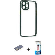 BUTİMAR'S iPhone 12 Pro Max Nova Asil Özel Seri - Siyah 5d Eko Cam Ekran Koruyucu + Sarı Renkli Kamera Lens Koruma Cam