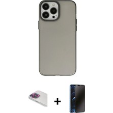 BUTİMAR'S iPhone 13 Pro Max Ahenk Çizgi Prime - Siyah 3D Antistatik Hayalet Cam Ekran Koruyucu + Gökkuşağı Pers Alüminyum Kamera Lens
