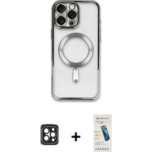 BUTİMAR'S iPhone 16 Pro Max Nova Işık Özel Seri - Şeffaf Pasifik Cam Ekran Koruyucu + Siyah Pvd Metal Kamera Lens