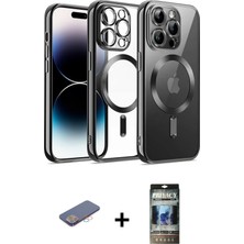 BUTİMAR'S iPhone 12 Pro Nova Işık Özel Seri - Siyah 34D Hayalet Izgaralı Cam + Pembe Renkli Kamera Lens Koruma Cam