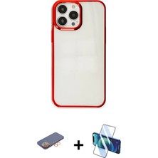 BUTİMAR'S iPhone 13 Pro Max Doruk Doku Prime - Siyah 3D Antistatik Cam Ekran Koruyucu + Turuncu Renkli Kamera Lens Koruma Cam