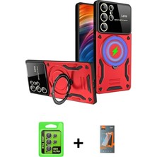 BUTİMAR'S Galaxy S24 Ultra Kıvılcım Modern Serisi - Siyah Autokit 5in1 Fiber Hayalet Polymer Nano Ekran Koruyucu + Gri Raze Metal Kamera Lens