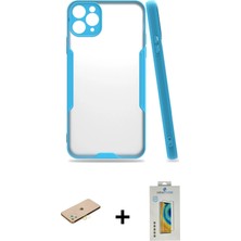 BUTİMAR'S iPhone 11 Pro Atlas Asil Serisi - Siyah Polymer Nano Ekran Koruyucu + Pembe Renkli Kamera Lens Koruma Cam