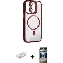 BUTİMAR'S iPhone 11 Yadigar Asil Koleksiyonu - Siyah 34D Hayalet Izgaralı Cam + Pembe Renkli Kamera Lens Koruma Cam
