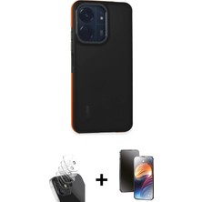 BUTİMAR'S Redmi 13C Eksen Işık - Siyah 3D Antistatik Mat Seramik Nano Ekran Koruyucu + Şeffaf Kamera Lens Koruma Cam