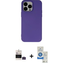 BUTİMAR'S iPhone 14 Pro Max Ahenk Serisi - Şeffaf Royal Nano Ekran Koruyucu + Derin Mor Bilvis Titan Kamera Lens