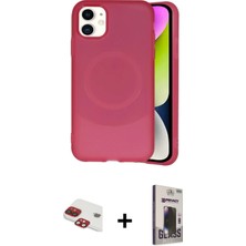 BUTİMAR'S iPhone 11 Ufuk Serisi - Siyah Bilvis Hayalet Cam Ekran Koruyucu + Kırmızı Pers Alüminyum Kamera Lens