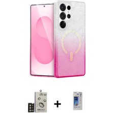 BUTİMAR'S Galaxy S24 Ultra Eksen Minimal Özel Seri - Siyah Durable Full Glue Curved Hayalet Cam + Gold Bilvis Titan Kamera Lens