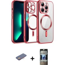 BUTİMAR'S iPhone 12 Pro Nova Işık Özel Seri - Siyah 34D Hayalet Izgaralı Cam + Pembe Renkli Kamera Lens Koruma Cam