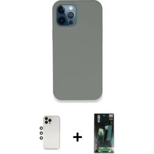 BUTİMAR'S iPhone 12 Pro Max Zirve Modern Özel Seri - Şeffaf 360 Full Body Arka Koruyucu + Gökkuşağı Shine Kamera Lens