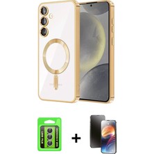 BUTİMAR'S Galaxy A15 4g Nova Işık Özel Seri - Siyah 3D Antistatik Mat Seramik Nano Ekran Koruyucu + Gümüş Raze Metal Kamera Lens