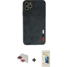 BUTİMAR'S iPhone 11 Pro Max Doruk Asil Koleksiyonu - Siyah 6d Mat Seramik Hayalet Nano Ekran Koruyucu + Kırmızı Pers Alüminyum Kamera Lens