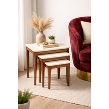 Fami Home | Porto 3’lü Iç Içe Ahşap Ayaklı Modern Zigon Sehpa