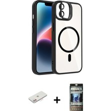 BUTİMAR'S iPhone 11 Yadigar Asil Koleksiyonu - Siyah 34D Hayalet Izgaralı Cam + Pembe Renkli Kamera Lens Koruma Cam