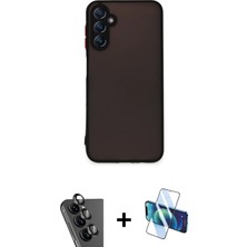 BUTİMAR'S Galaxy A24 4g Ahenk Çizgi Serisi - Siyah 3D Antistatik Seramik Nano Ekran Koruyucu + Siyah Valdez Metal Kamera Lens