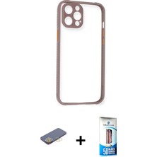 BUTİMAR'S iPhone 12 Pro Max Nova Asil Özel Seri - Siyah 5d Eko Cam Ekran Koruyucu + Sarı Renkli Kamera Lens Koruma Cam