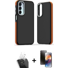 BUTİMAR'S Galaxy A15 4g Eksen Işık - Siyah 3D Antistatik Mat Seramik Nano Ekran Koruyucu + Şeffaf Kamera Lens Koruma Cam