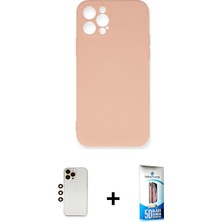 BUTİMAR'S iPhone 12 Pro Max Ahenk Serisi - Siyah 5d Eko Cam Ekran Koruyucu + Gold Shine Kamera Lens