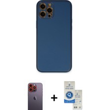 BUTİMAR'S iPhone 12 Pro Max Yadigar Klasik - Şeffaf Royal Nano Ekran Koruyucu + Turuncu Neon Fosforlu Kamera Lens