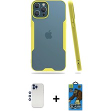 BUTİMAR'S iPhone 12 Pro Max Atlas Asil Serisi - Siyah 18D Cam Ekran Koruyucu + Lacivert Shine Kamera Lens