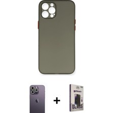BUTİMAR'S iPhone 12 Pro Max Yadigar Yansıma Serisi - Siyah Bilvis Hayalet Cam Ekran Koruyucu + Beyaz Neon Fosforlu Kamera Lens