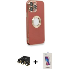 BUTİMAR'S iPhone 13 Pro Max Iz Form Serisi - Siyah Joko 5d Cam + Gold Raze Metal Kamera Lens