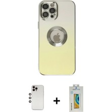 BUTİMAR'S iPhone 12 Pro Max Kutup Yansıma Özel Seri - Siyah Polymer Nano Ekran Koruyucu + Gökkuşağı Shine Kamera Lens