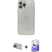 BUTİMAR'S iPhone 13 Pro Max Ahenk Doku - Siyah Bilvis 5in1 5d Magic Hayalet Cam Ekran Koruyucu + Mavi Rainbow Kamera Lens Koruma Cam