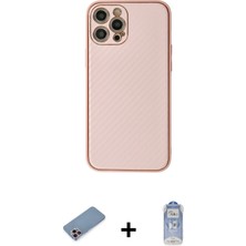 BUTİMAR'S iPhone 12 Pro Max Ahenk Işık - Siyah Joko Magic 5d Cam + Pembe Shine Kamera Lens Koruma Cam