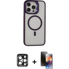 BUTİMAR'S iPhone 15 Pro Max Ahenk Klasik Özel Seri - Siyah 3D Antistatik Mat Seramik Nano Ekran Koruyucu + Lacivert Pvd Metal Kamera Lens