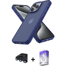 BUTİMAR'S iPhone 15 Pro Max Atlas Form - Siyah Bilvis 5in1 3D Magic Cam Ekran Koruyucu + Lacivert Raze Metal Kamera Lens