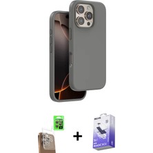 BUTİMAR'S iPhone 16 Pro Kıvılcım Çizgi Serisi - Siyah Bilvis 5in1 5d Magic Hayalet Cam Ekran Koruyucu + Çöl Titanyum Raze Metal Kamera Lens