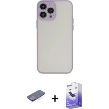 BUTİMAR'S iPhone 13 Pro Max Ahenk Çizgi Serisi - Siyah Bilvis 5in1 5d Magic Hayalet Cam Ekran Koruyucu + Pembe Renkli Kamera Lens Koruma Cam