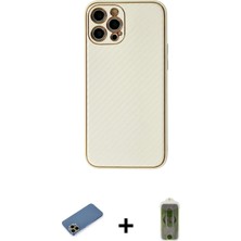 BUTİMAR'S iPhone 12 Pro Max Ahenk Işık - Siyah Joko Magic 5d Hayalet Cam + Gold Shine Kamera Lens Koruma Cam