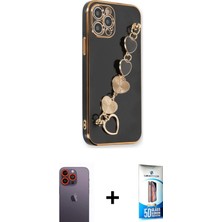 BUTİMAR'S iPhone 12 Pro Max Nova Işık Prime - Siyah 5d Eko Cam Ekran Koruyucu + Turuncu Neon Fosforlu Kamera Lens