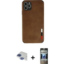 BUTİMAR'S iPhone 11 Pro Max Doruk Asil Koleksiyonu - Siyah 34D Hayalet Izgaralı Cam + Lacivert Pers Alüminyum Kamera Lens