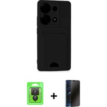 BUTİMAR'S Redmi Note 13 Pro 4g Vadi Çizgi Prime - Siyah 3D Antistatik Hayalet Cam Ekran Koruyucu + Siyah Raze Metal Kamera Lens