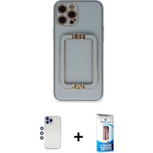 BUTİMAR'S iPhone 12 Pro Max Kozmos Minimal Prime - Siyah 5d Eko Cam Ekran Koruyucu + Lacivert Shine Kamera Lens