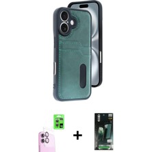 BUTİMAR'S iPhone 16 Yörünge Işık Serisi - Siyah 360 Mat Full Body Arka Koruyucu + Pembe Raze Metal Kamera Lens