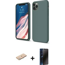 BUTİMAR'S iPhone 11 Pro Kozmos Yansıma Özel Seri - Siyah 3D Antistatik Hayalet Cam Ekran Koruyucu + Mavi Renkli Kamera Lens Koruma Cam