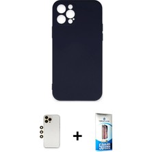 BUTİMAR'S iPhone 12 Pro Max Ahenk Serisi - Siyah 5d Eko Cam Ekran Koruyucu + Gold Shine Kamera Lens