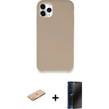 BUTİMAR'S iPhone 11 Pro Max Zirve Modern Özel Seri - Siyah 3D Antistatik Hayalet Cam Ekran Koruyucu + Turuncu Renkli Kamera Lens Koruma Cam