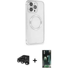 BUTİMAR'S iPhone 15 Pro Ahenk Işık Serisi - Siyah 360 Mat Full Body Arka Koruyucu + Titanyum Gri Raze Metal Kamera Lens