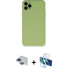BUTİMAR'S iPhone 11 Pro Max Ahenk Serisi - Siyah 3D Antistatik Cam Ekran Koruyucu + Lacivert Pers Alüminyum Kamera Lens