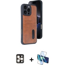 BUTİMAR'S iPhone 16 Pro Max Yörünge Işık Serisi - Siyah 3D Antistatik Cam Ekran Koruyucu + Gold Pvd Metal Kamera Lens