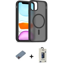 BUTİMAR'S iPhone 11 Pro Max Siluet Minimal Prime - Siyah Bilvis Hayalet Cam Ekran Koruyucu + Pembe Shine Kamera Lens Koruma Cam