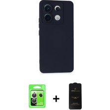 BUTİMAR'S Redmi Note 13 Pro 5g Ahenk Serisi - Siyah 6d Antistatik Mat Seramik Hayalet Nano Ekran Koruyucu + Gümüş Raze Metal Kamera Lens