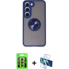 BUTİMAR'S Galaxy S23 Yörünge Çizgi - Siyah 3D Antistatik Cam Ekran Koruyucu + Gri Raze Metal Kamera Lens