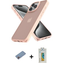 BUTİMAR'S iPhone 12 Pro Max Atlas Form - Siyah Polymer Nano Ekran Koruyucu + Pembe Shine Kamera Lens Koruma Cam