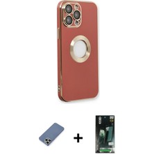 BUTİMAR'S iPhone 13 Pro Iz Form Serisi - Şeffaf 360 Full Body Arka Koruyucu + Açık Yeşil Metal Kamera Lens Koruma Cam